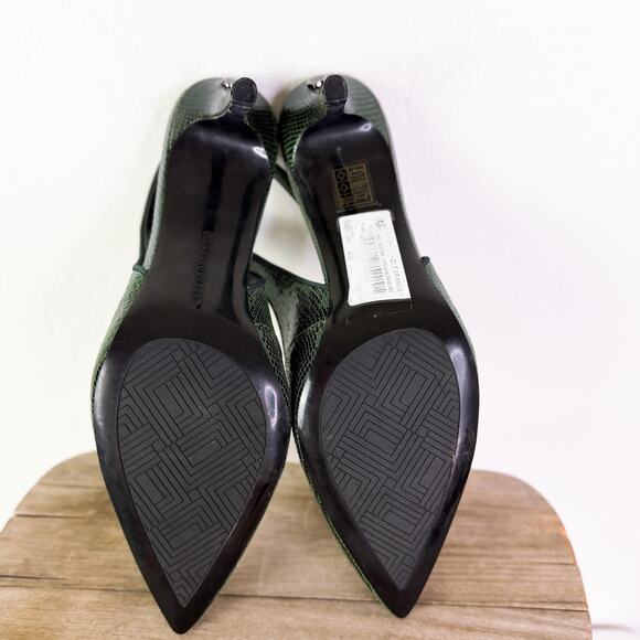 Karl Lagerfeld Snake Pointed Toe Slingback Heels Old Money Reputation Green 10 - Picture 8 of 10